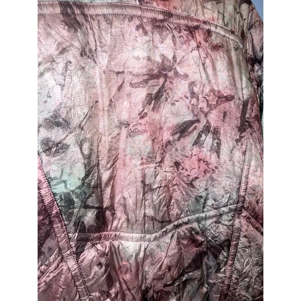 Vintage Women's Puffer Winter Jacket Metallic Purple/Green Camo Sz Med East West